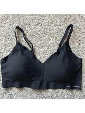 Lucky Brand Women’s size L Black Mesh-Trim Bralette Wireless Adjustable Straps